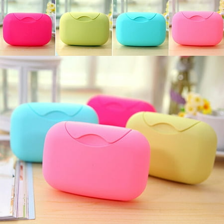 JP/_ Candy Color Bathroom Soap Dish Box Travel Storage Case Holder Container HS
